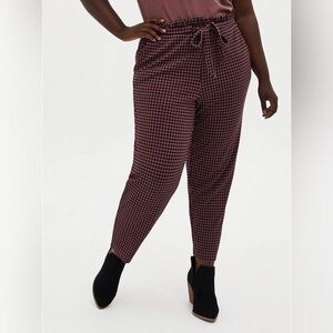 Torrid Pink Black Houndstooth Paperbag Waist Crop Pants Q48